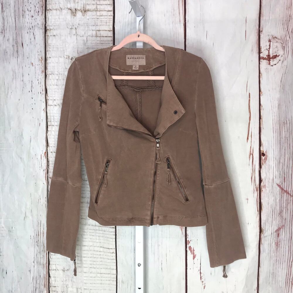 Marrakech corduroy light brown long sleeve front zip jacket